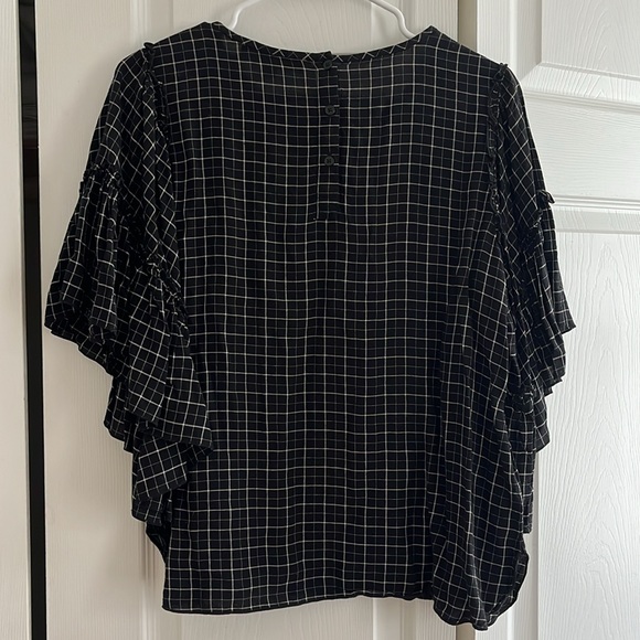 Loft Black and White Checkered Blouse - Picture 4 of 4